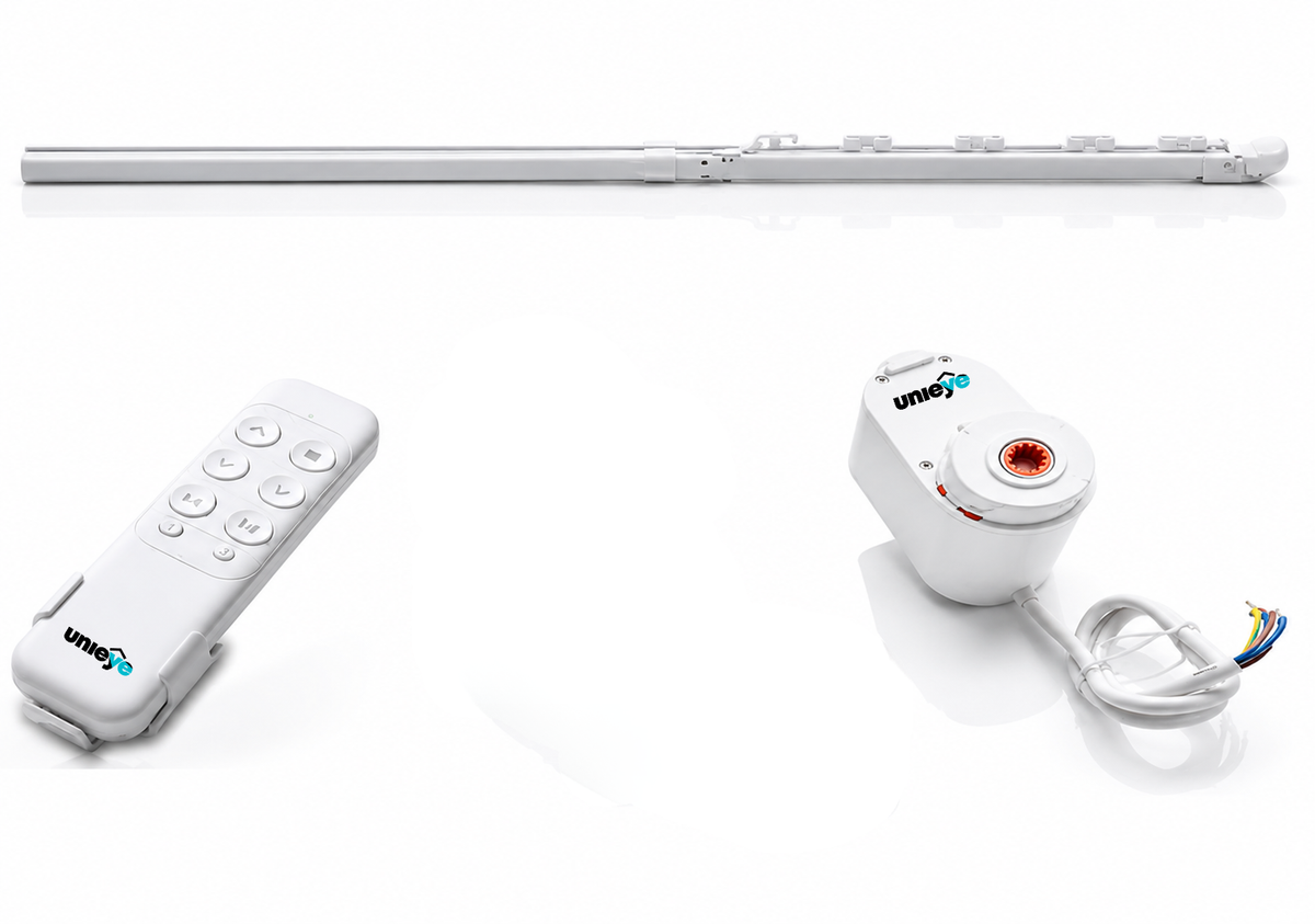Unieye Curtain Motor + Track + Remote Kit (5-Wire, Expandable)